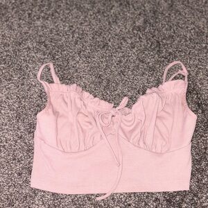 Women's Pink Ruffle Crop Top